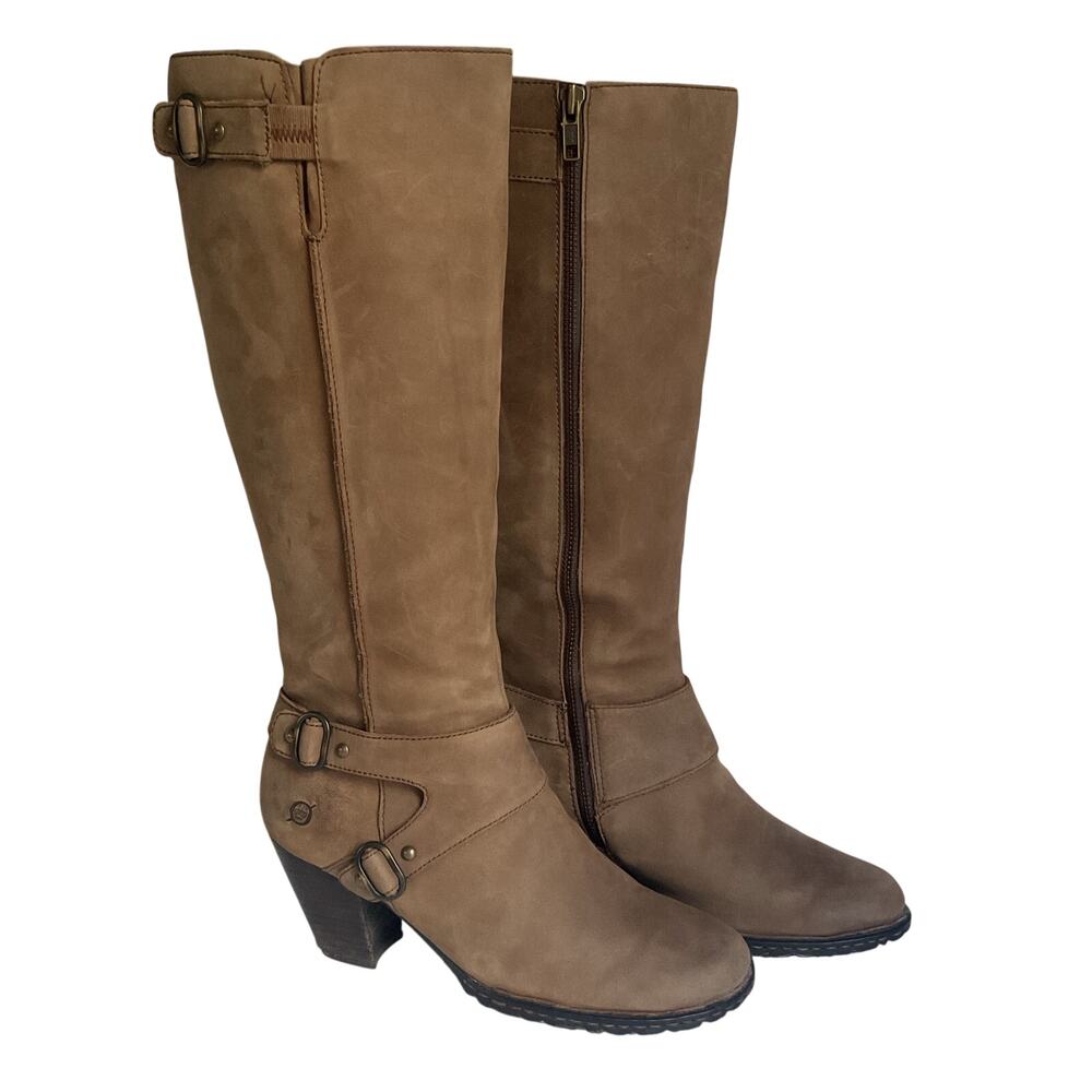 Børn Brown Leather Riding Boots Women’s 7 Tall Knee High Zip Buckle Equestrian